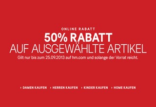 Nur für 3 Tage, 50% auf ausgewählte Artikel bei HM!