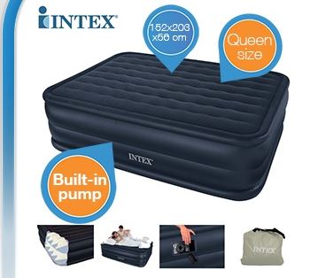 Nur für 29,95€ Intex Queen Downy -Zwei-Personen-Luftbett mit eingebauter Elektro-Pumpe