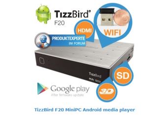 Nur für 39,95€, TizzBird F20 MiniPC Android media player