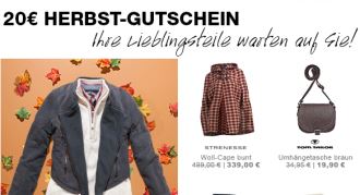 outletcity.com 20€ Herbst-Gutschein: Ihre Lieblingsteile warten auf Sie!