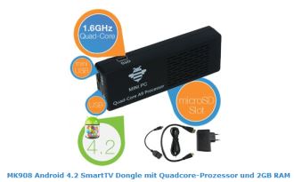 Für 69,95€ MK908 Android 4.2 SmartTV Dongle mit Quadcore-Prozessor und 2GB RAM