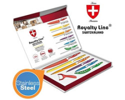 Nur 14,95€,farbiges Messerset aus rostfreiem Stahl von Royalty Line Switzerland!