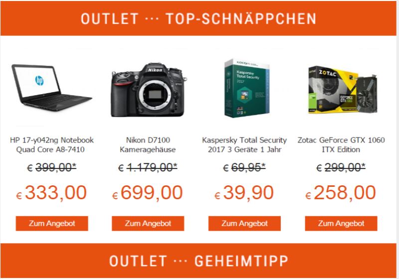 Cyberport: die aktuellen Outlet-Schnäppchen