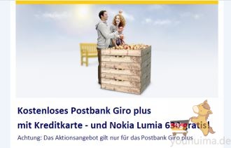 Postbank开户免费附信用卡还有诺基亚Lumia630