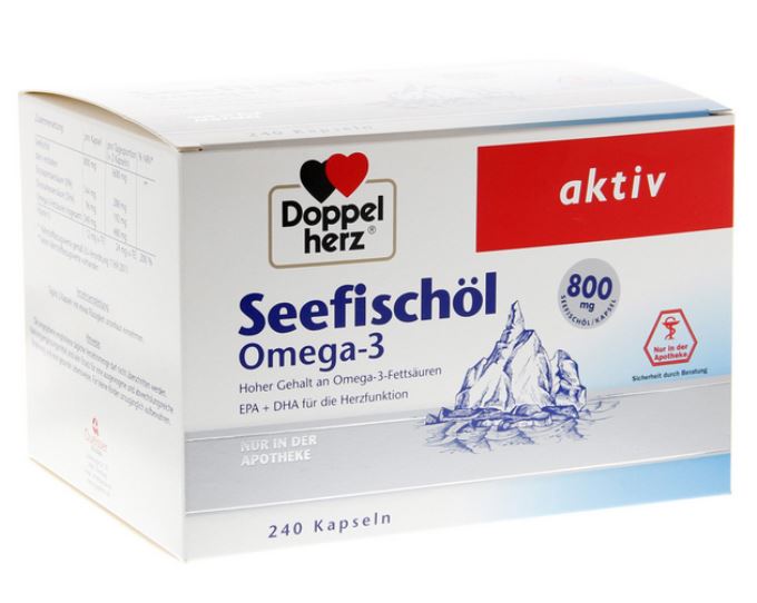 德国双心牌doppelherz Omega-3深海鱼油800mg 240粒装仅需18,75欧